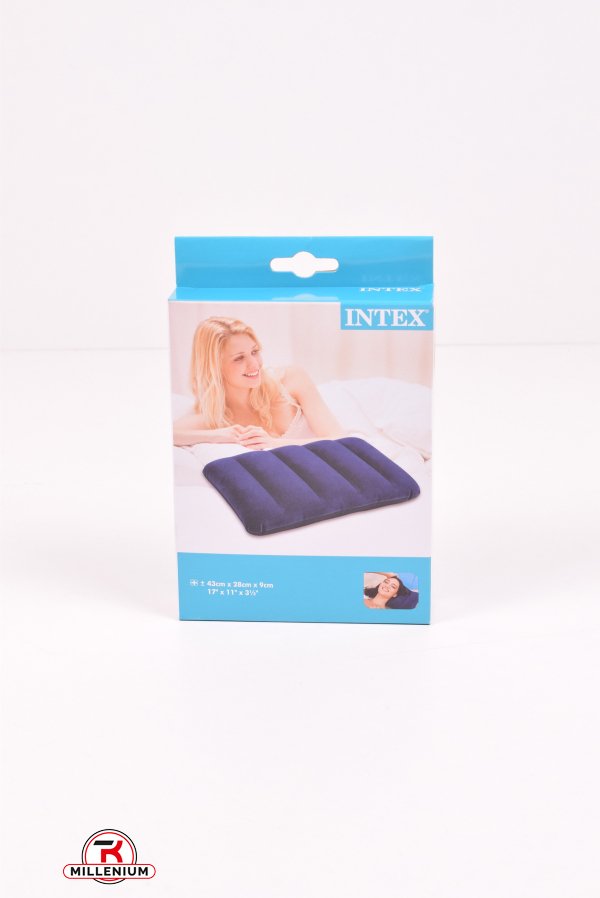Подушка надувна INTEX 43*28*9 см (синя) арт.68672