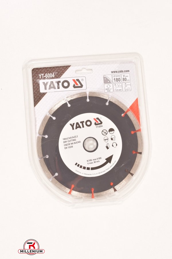 Диск алмазний відрізний YATO "SEGMENT" 180 / 2,5 / 8 / 22,2 мм арт.YT-6004