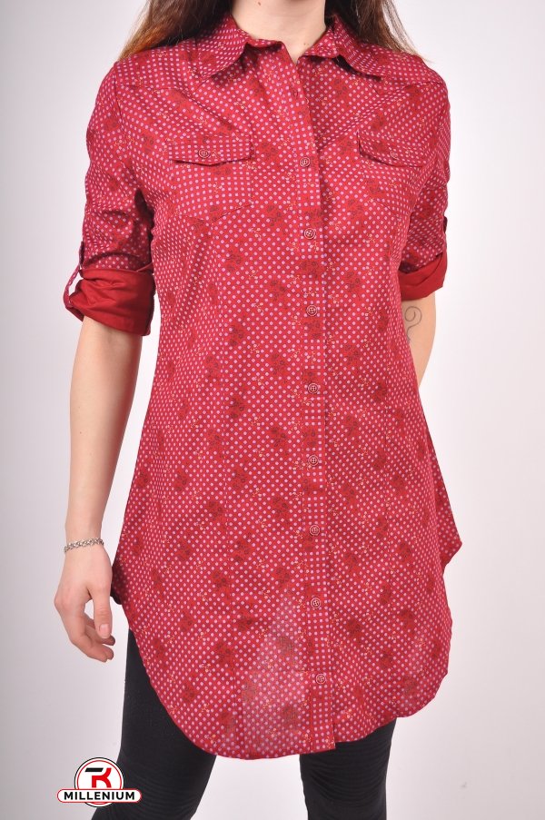 Рубашка женская (цв.бордовый) Madoy (Cotton 70%,Elastane 4%,Nylon 26%) Размер в наличии : 46 арт.3029