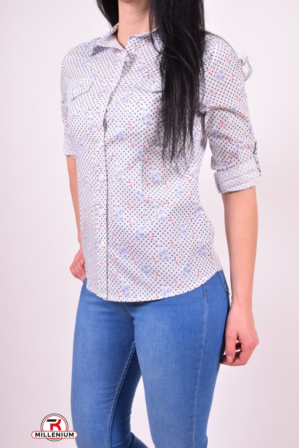 Рубашка женская (цв.белый) Madoy (Cotton 70%,Elastane 4%,Nylon 26%) Размер в наличии : 48 арт.2021