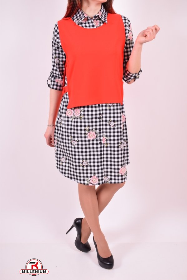 Сукня-сорочка з жилетом жіноча DSHE Розміри в наявності : 42, 44 арт.S69-6154