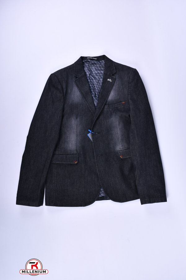 Пиджак для мальчика джинсовый Slim Fit (color black) Palmiro Rossi Рост в наличии : 152, 170, 176 арт.6050