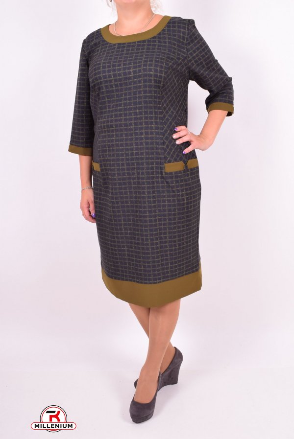 Платье женское рукав 3/4 (цв.оливковый) SUNLEES (Cotton 90%,Elastane 10%) Размер в наличии : 48 арт.0041037SNL