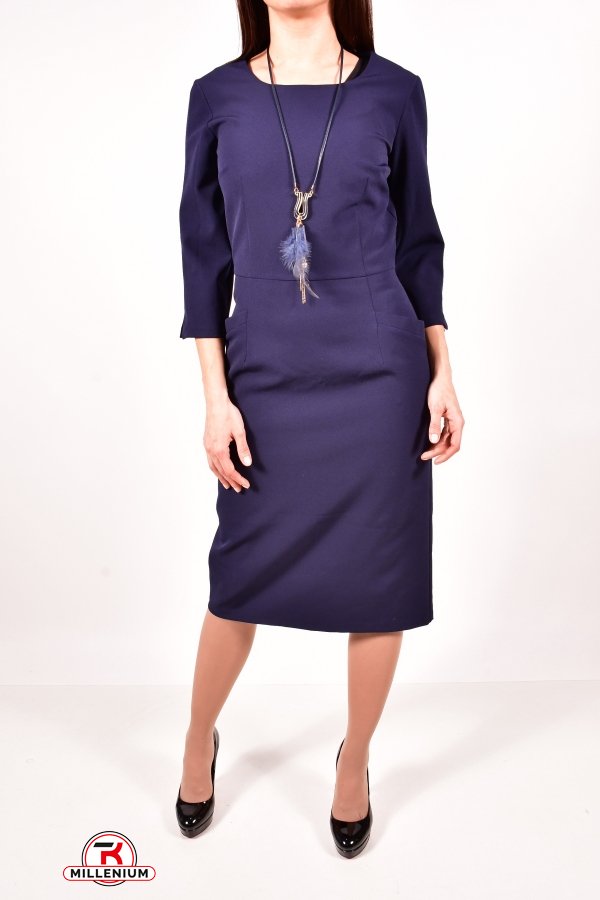 Платье женское рукав 3/4 (цв.тёмно-синий) "MottoWey" Размеры в наличии : 42, 44 арт.700295MOTTO