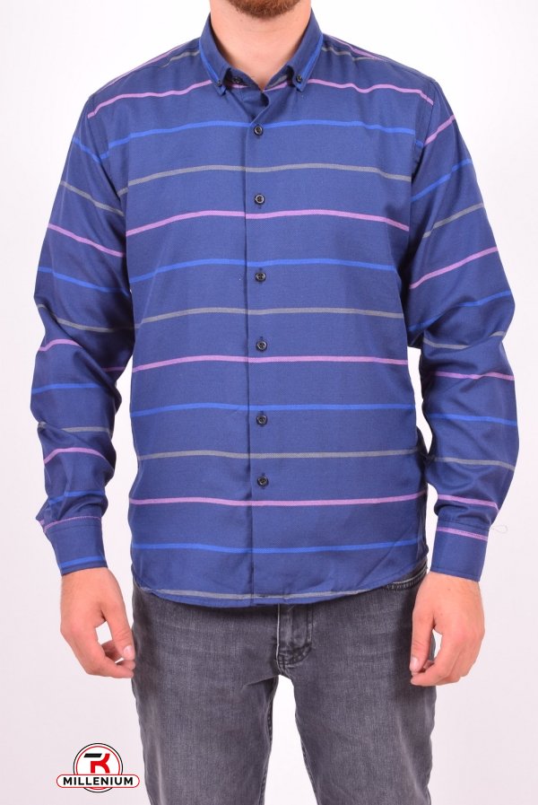 Рубашка мужская  (цв.т.синий) (slim fit)  businessX (Cotton 70%,Polyester 30%) Размер в наличии : 46 арт.клетка