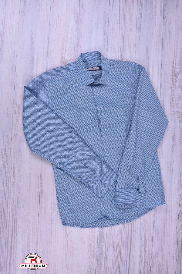 Рубашка мужская  (цв.синий/голубой) (slim fit)  businessX (Cotton 70%,Polyester 30%) Размер в наличии : 44 арт.кубики