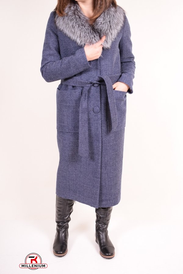 Пальто женское шерстяное (цв.т/синий) с натуральным мехом LUIZA WOOMAN Размер в наличии : 44 арт.Эмилия