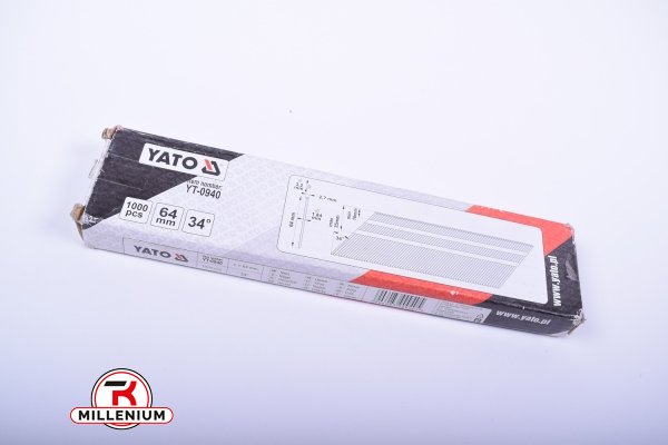 Цвяхи для степлера YATO L-64mm, t-1.9mm, (уп.1000шт.) арт.YT-0940