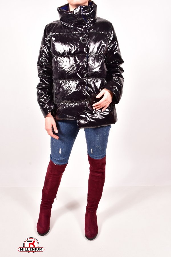 Куртка женская демисезонная из плащёвки (цв.чёрный) Boruoss Размер в наличии : 46 арт.E8179