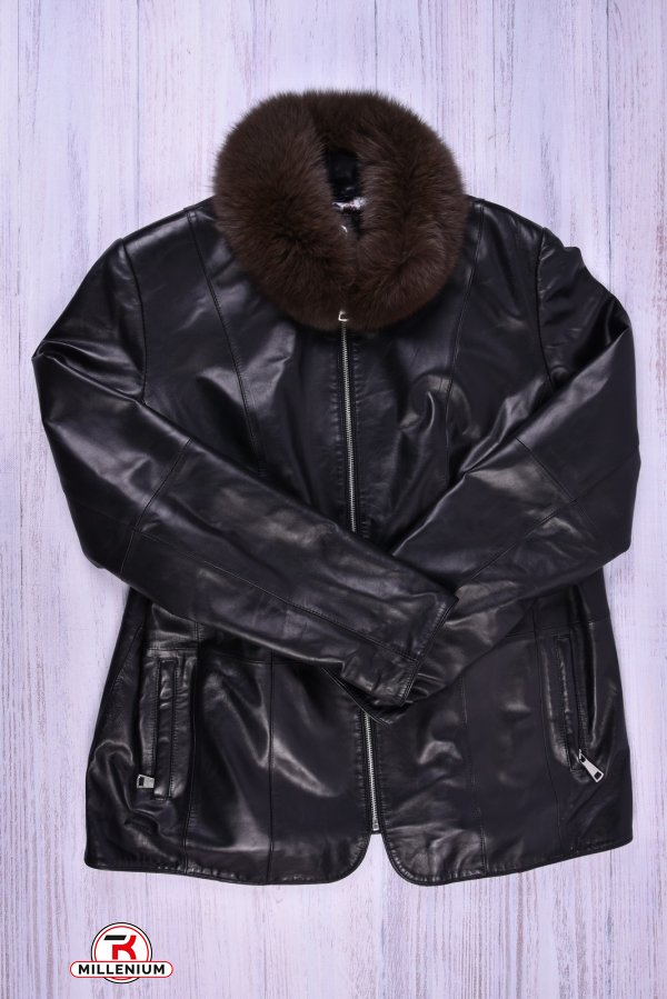 Куртка женская(color Black) из эко кожи опушка-натуральный мех ELLAFONISS Размер в наличии : 50 арт.18003