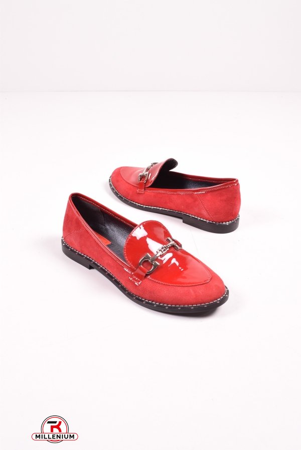 Туфлі жіночі із натуральної замші комбіновані (кол. червоний) TOTO Family Розмір в наявності : 40 арт.0508