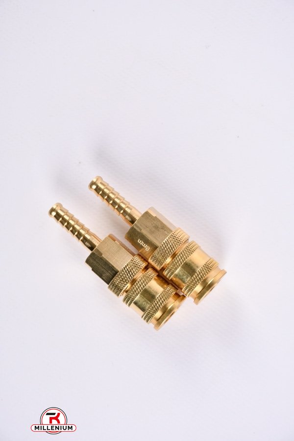 Соединение быстросъёмное усиленное с фиксатором для шланга 8мм (латунь) арт.7021681