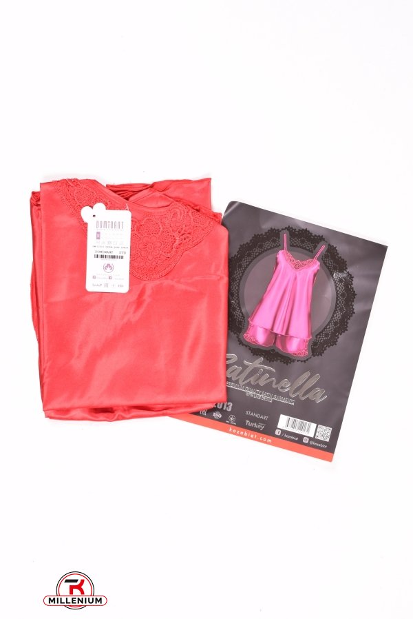 Комплект атласный (цв.красный) майка тонкая бретель+шорты "DEEP Sleep" размер 42-44 арт.12013