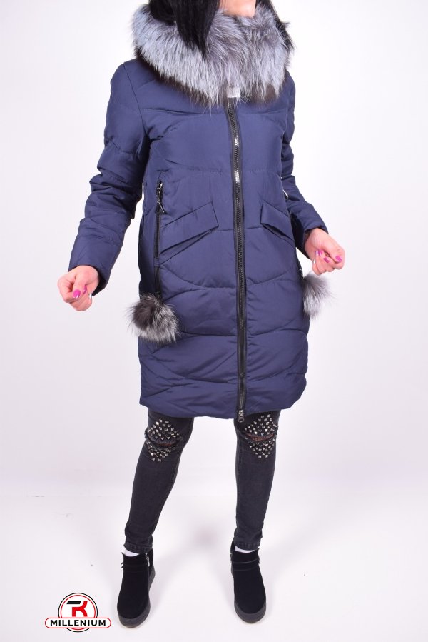 Пальто жіноче з плащової тканини зимовий (color 02) галявина натуральне хутро SnowPop Розмір в наявності : 42 арт.8578