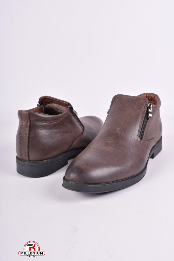 Черевики чоловічі з натуральної шкіри (кол. Коричневий) зимові DAN Shoes Розмір в наявності : 39 арт.6LD800-9