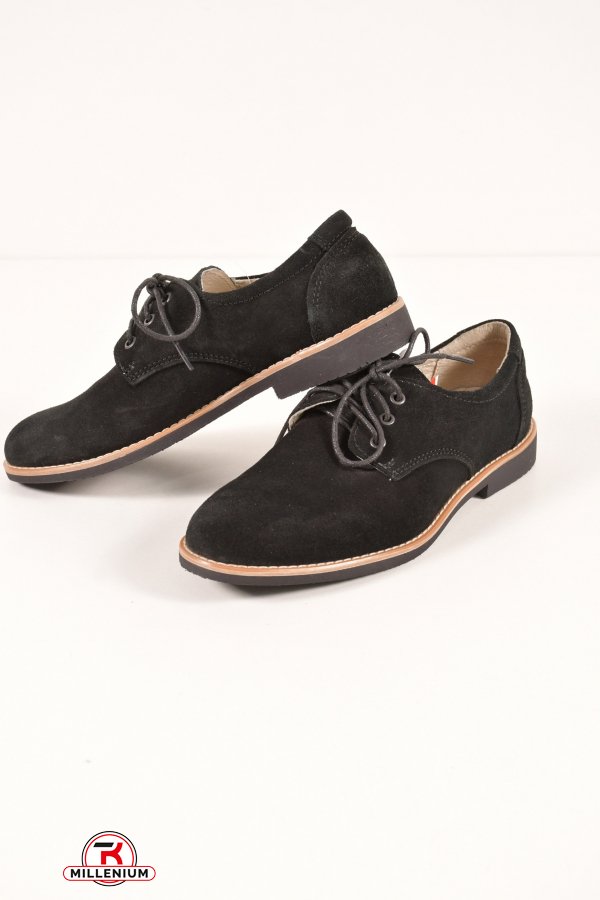 Туфли  для мальчика из натуральной замши (цв.черный)  DAN shoes Размер в наличии : 37 арт.Jt90-4