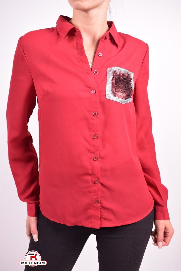 Блуза жіноча (кол. Бордовий) шифонова Qianzhidu Розміри в наявності : 40, 42, 44, 46, 48 арт.50527
