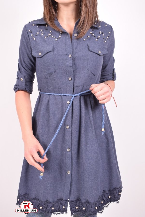 Рубашка-туника женская (цв.синий) PIANO (Cotton 60%,Polyester 40%) Размер в наличии : 48 арт.9730