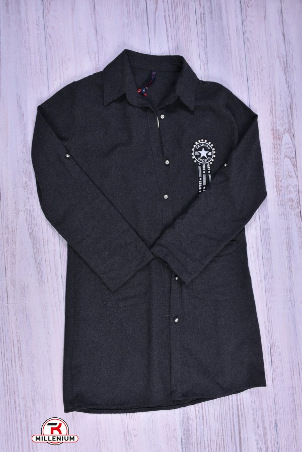 Рубашка-туника женская (цв.черный) PIANO (Cotton 60%,Polyester 40%) Размеры в наличии : 44, 48 арт.9751
