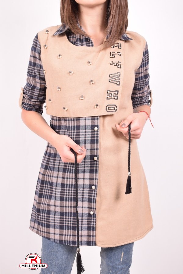 Рубашка-туника женская (цв. кремовый) PIANO (Cotton 60%,Polyester 40%) Размер в наличии : 42 арт.9745