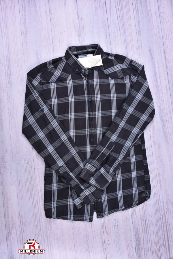 Рубашка мужская (цв.черный/голубой) DOFE (95% котон, 5% лукра) Размер в наличии : 40 арт.11.2