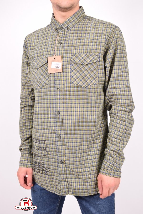 Рубашка мужская (цв.хаки/синий) DOFE (95% котон, 5% лукра) Размер в наличии : 40 арт.11.3