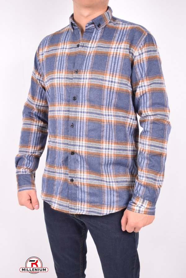 Рубашка мужская байковая (цв.синий/коричневый) YARGI Размер в наличии : 38 арт.10.3