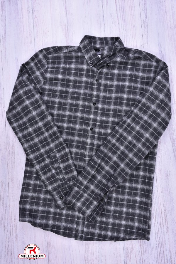 Рубашка мужская байковая (цв.т.серый/белый) YARGI Размер в наличии : 38 арт.14.1