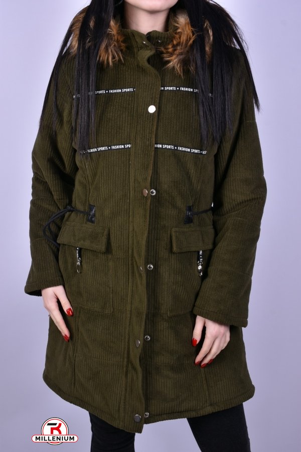 Куртка парка женская велюровая (цв.хаки) демисезонная GREMONA Размеры в наличии : 46, 48 арт.3354
