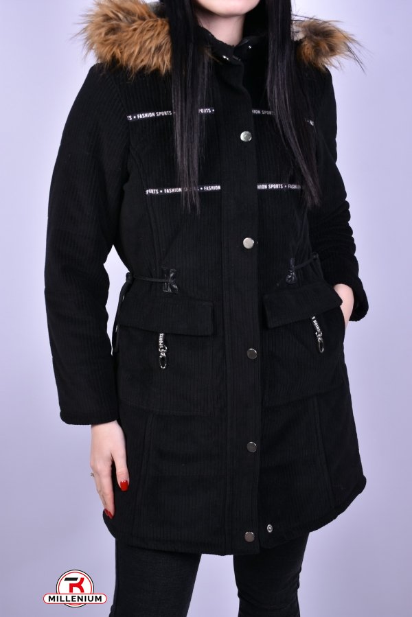 Куртка парка женская велюровая (цв.черный) демисезонная GREMONA Размер в наличии : 42 арт.3354