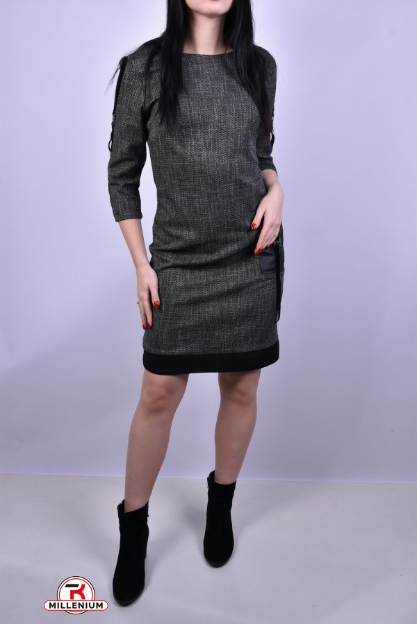 Платье женское (цв.черный/серый)  DShi (Elastane 5%,Polyester 95%) Размер в наличии : 42 арт.033-8218