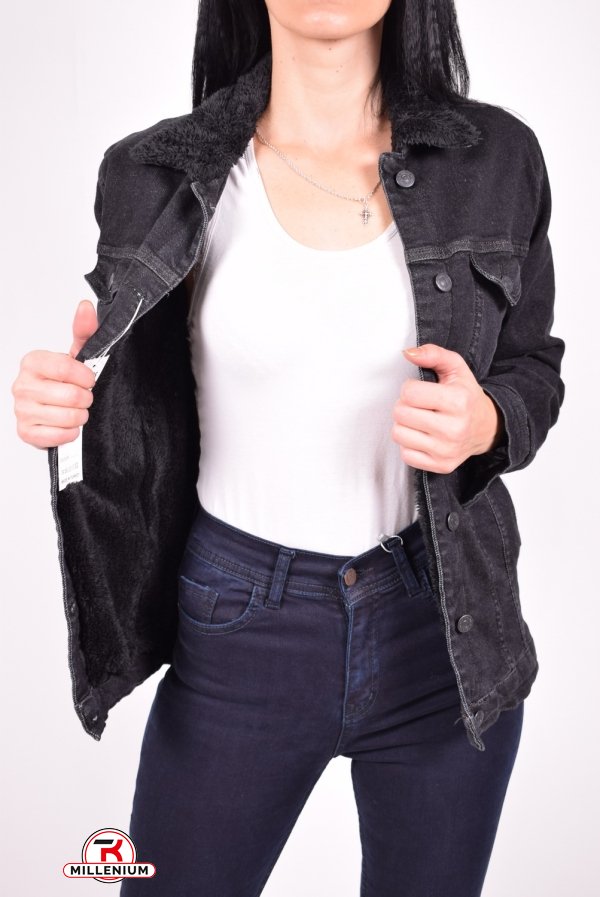 Піджак джинсовий жіночий (кол. Чорний) на хутрі "ВIG NAS" Розміри в наявності : 38, 40, 42 арт.392