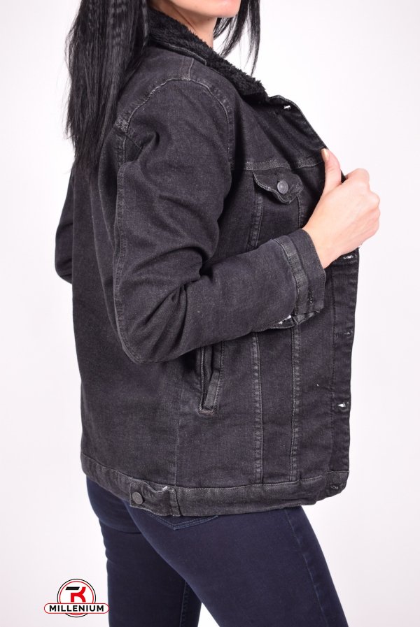 Піджак джинсовий жіночий (кол. Чорний) на хутрі "ВIG NAS" Розміри в наявності : 38, 40, 42 арт.392