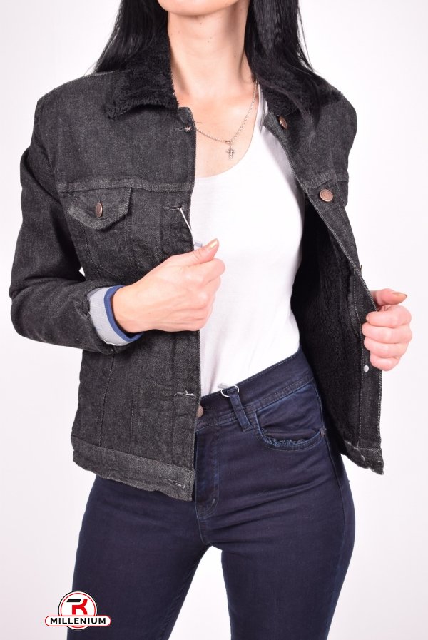 Піджак джинсовий жіночий (кол. Чорний) на хутрі "ВIG NAS" Розміри в наявності : 36, 38, 40, 42 арт.412