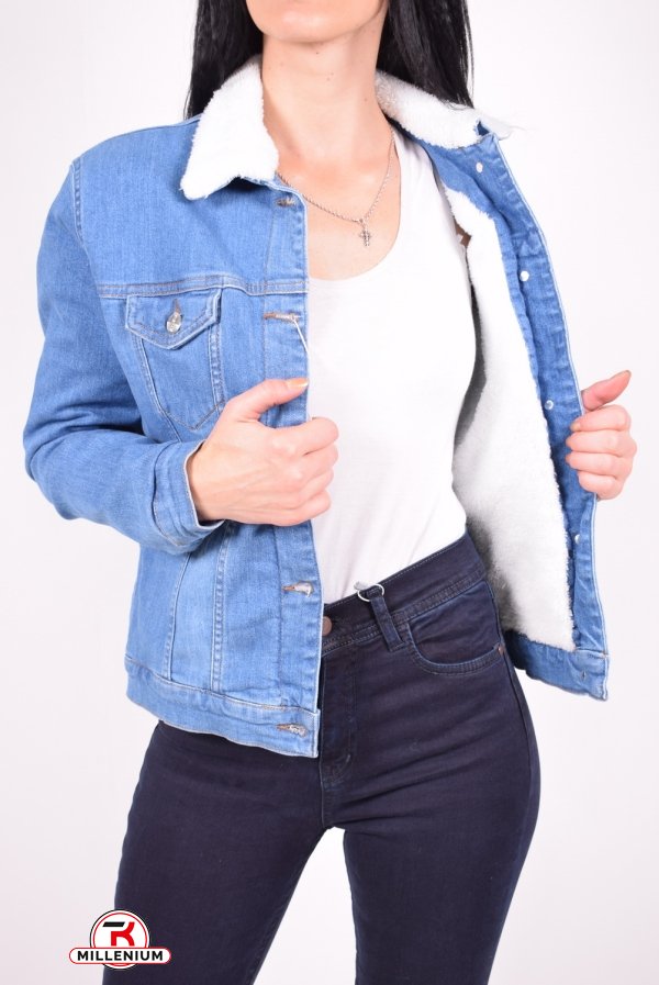 Пиджак джинсовый женский на меху (цв.голубой/белый)  "ВIG NAS" Размер в наличии : 38 арт.400