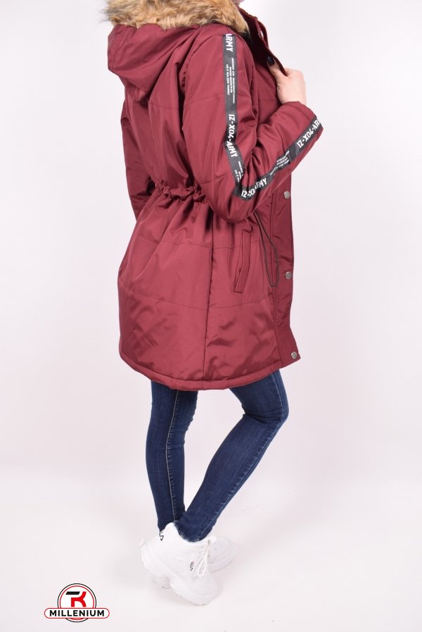 Куртка женская из плащевки (цв.бордовый)  демисезонная HISSET Размер в наличии : 40 арт.M102