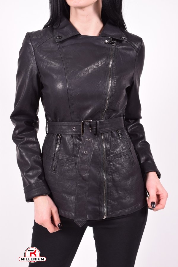 Куртка женская (цв.черный) из кожзаменителя демисезонная Размер в наличии : 40 арт.2017