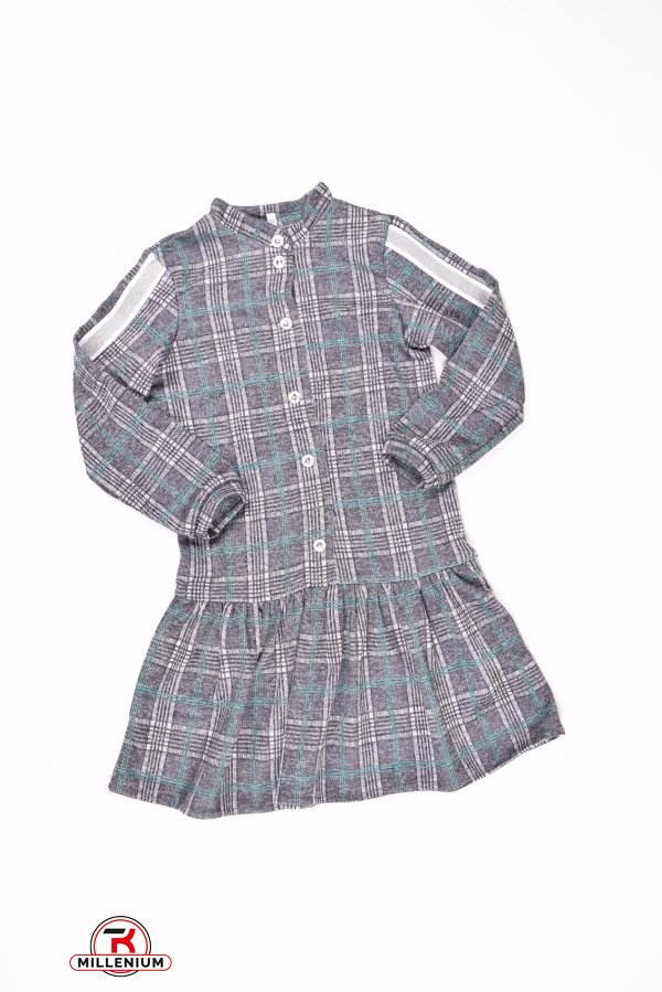 Платье  для девочки (цв.серый/зеленый) трикотажное Рост в наличии : 146 арт.380