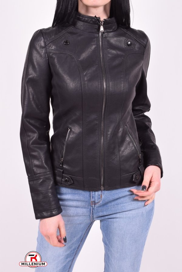 Куртка жіноча зі шкірозамінника (кол. Чорний) Lanmas Розмір в наявності : 38 арт.R-208