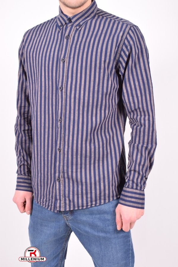 Рубашка мужская  (цв.коричневый) Ronex Размеры в наличии : 44, 46, 48 арт.полосы