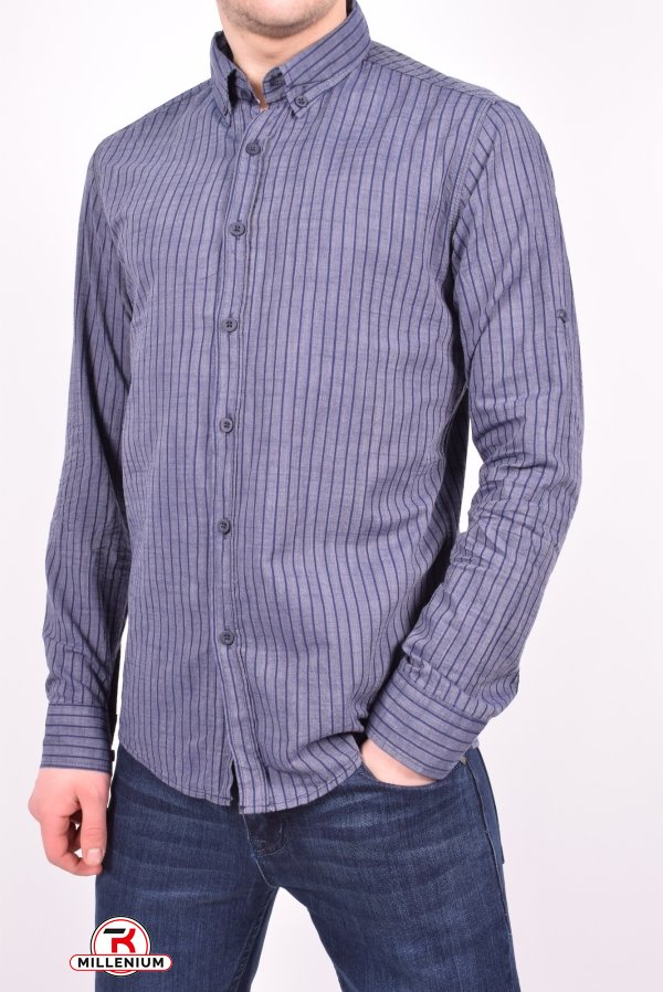 Рубашка мужская  (цв.синий) Ronex Размеры в наличии : 46, 50 арт.полосы