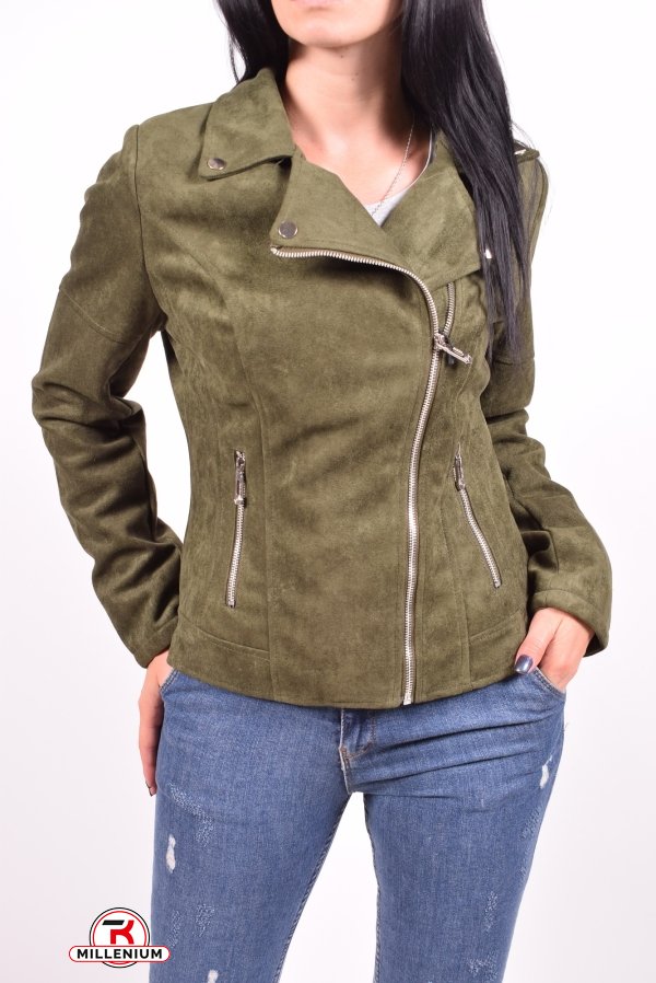 Куртка женская демисезонная (ткань спандекс)-цв.хаки  Aolong Размер в наличии : 38 арт.W6939