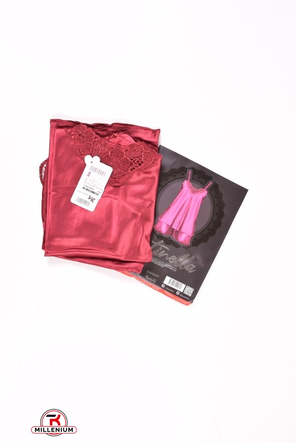 Комплект атласный (цв.бордовый) майка тонкая бретель+шорты "DEEP Sleep" размер 42-44 арт.12013