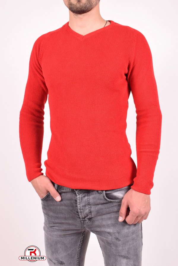 Пуловер чоловічий (кол. Червоний) тонкої в'язки LAGOS Розміри в наявності : 46, 50 арт.2548