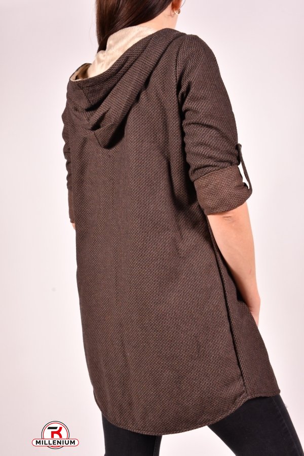 Рубашка-туника женская кашемировая на меху (цв.коричневый) Rimoda Размеры в наличии : 40, 42 арт.7615