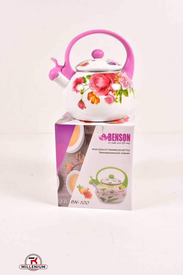 Чайник эмалированный 2.2л(цв.розовый) Benson арт.BN-100