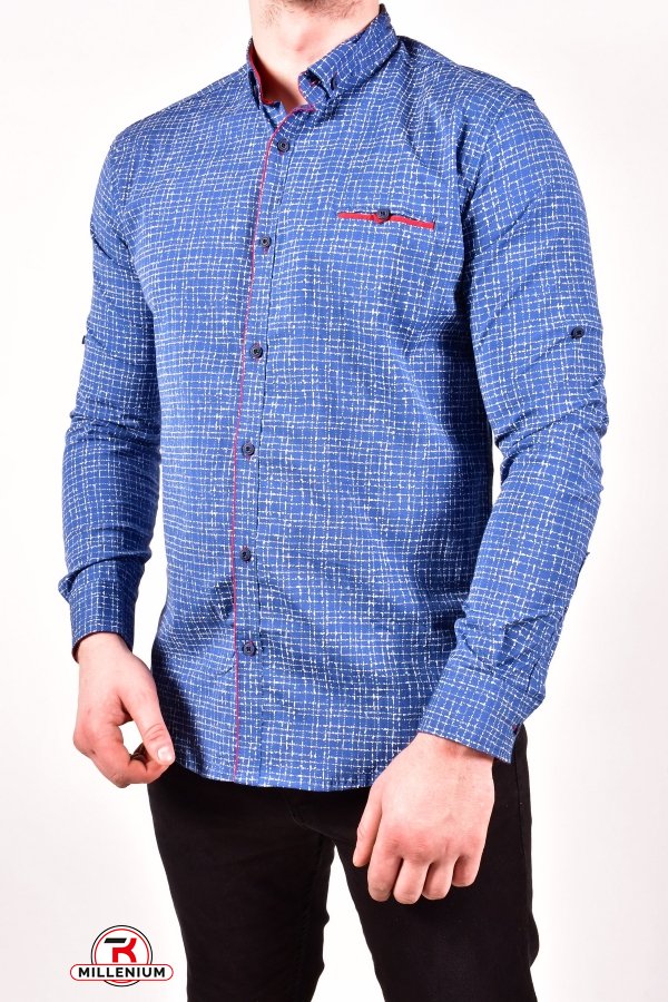 Рубашка мужская стрейчевая Slim Fit (цв.т.синий/бордовый) G-PORT Размер в наличии : 46 арт.670