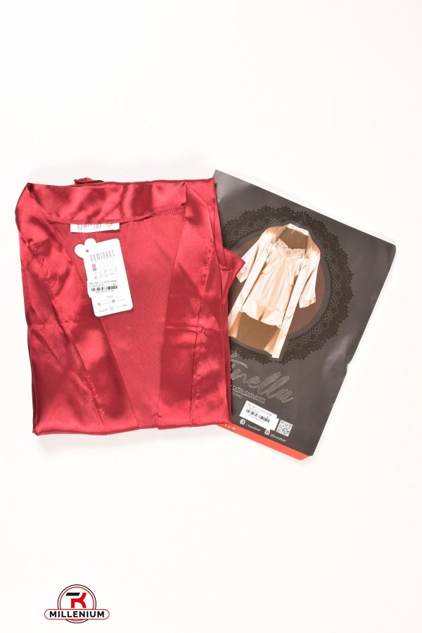 Комплект жіночий шовковий (кол. бордовий) (майка шорти халат) DEEP SLEEP Розміри в наявності : 44, 46 арт.11064