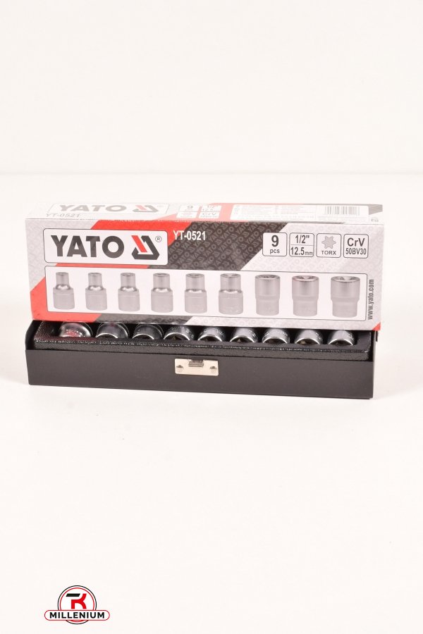 Головки торцовые YATO "TORX"E10-E24 квадрат 1/2" набор 9 шт арт.YT-0521