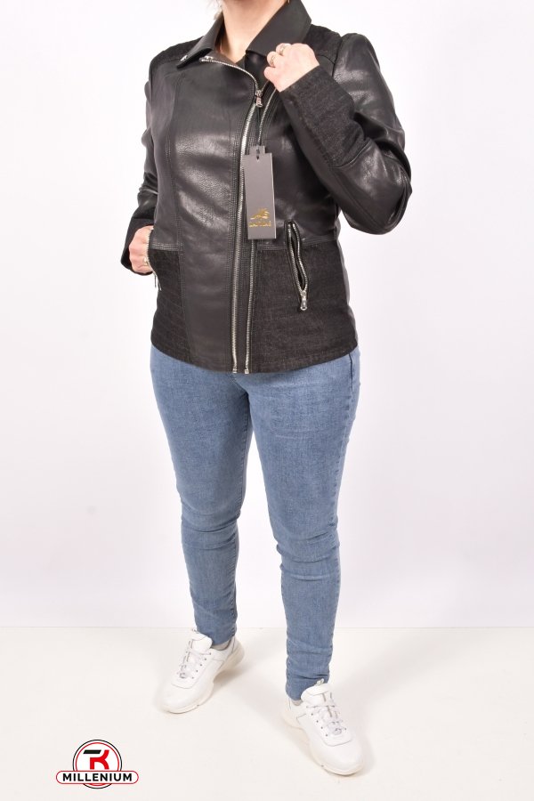 Куртка женская из кожезаменителя (цв.черный) Lanmas Размер в наличии : 46 арт.R-6603
